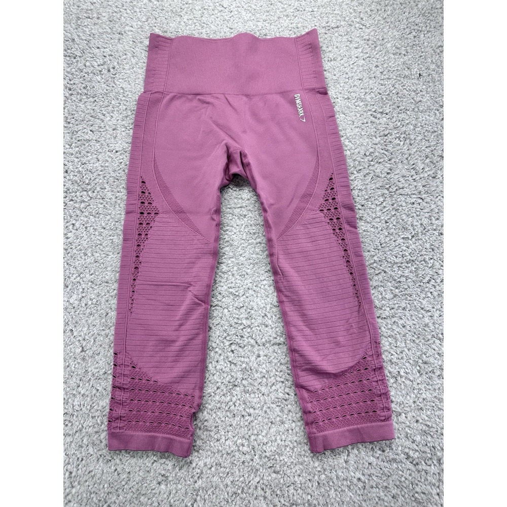 Gymshark Energy Seamless Capri Leggings Size Small Pink Perforated‎